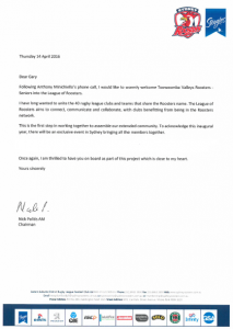 League of Roosters letter