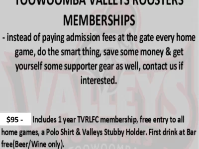 Toowoomba Valleys Roosters Yearly Membership